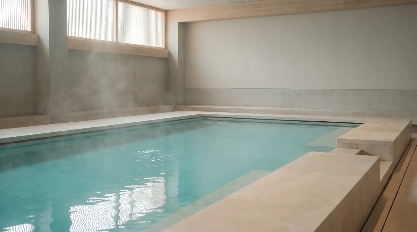 The calm turquoise hydrotherapy pool at The Bodhi Spa